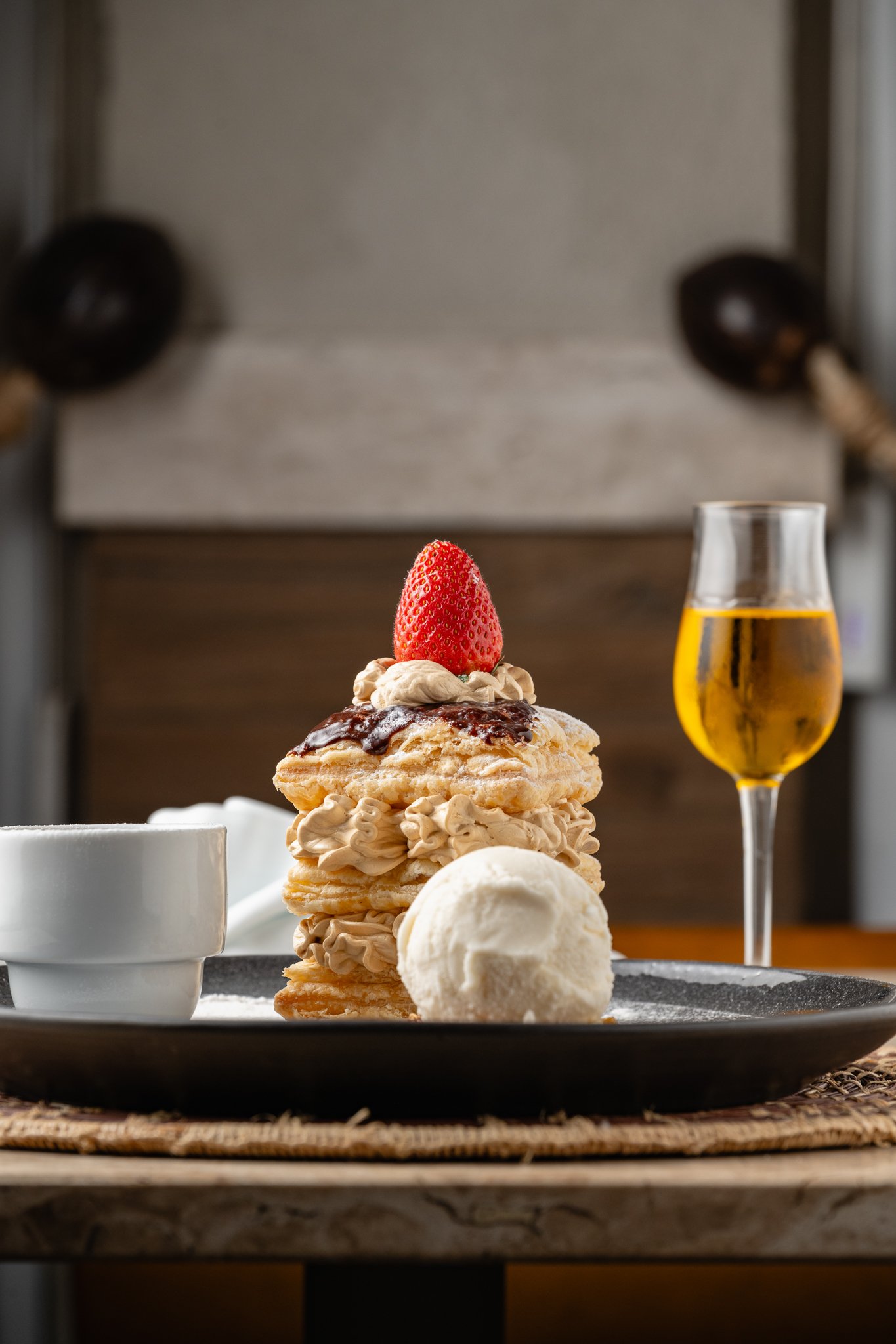 Contemporary dessert with a Bahian touch served at the Cambuí restaurant, Hotel Ponta de Inhambupe, Baixio, Bahia